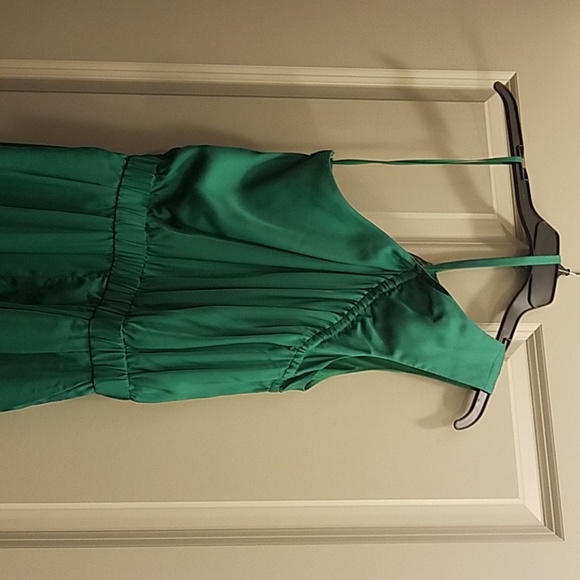 Green asymetrical silk jumpsuit - Picture 3 of 4
